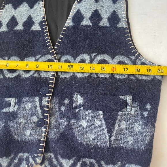 Ave Of America Vintage  Women’s Large Vest 90s Blue Wool V Neck Cardigan - Picture 5 of 6